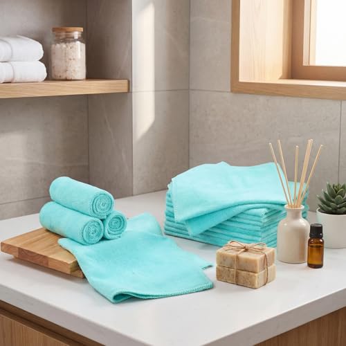 Nuenen Car Microfiber Clean Cloths, Teal Blue, 16 x 16 Inch, 60 Pcs - color: Teal Blue, size: 16 x 16 inches