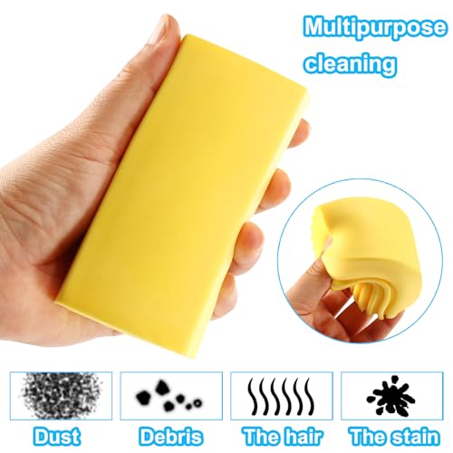 4 Pack Yellow Damp Duster Cleaning Sponge Brush Set - color: Yellow