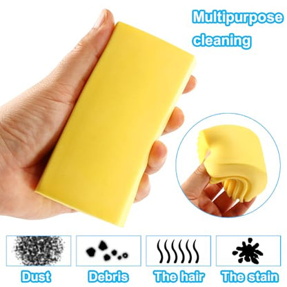 4 Pack Yellow Damp Duster Cleaning Sponge Brush Set - color: Yellow