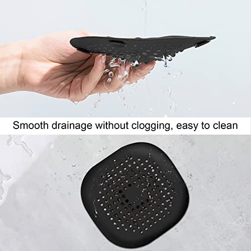 2 Pieces Shower Drain Hair Catcher Bathtub Stopper Home Drain Protectors Drain Cover with Sucker Water Trap Sink Cover for Bathroom Bathtub and Kitchen (Black,Black) - color: Black,black