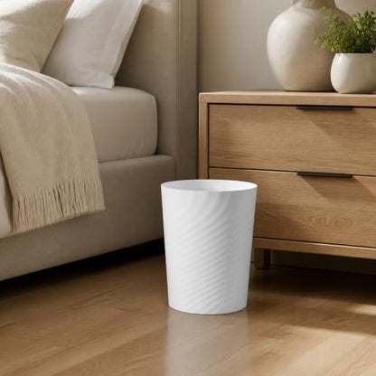 UUJOLY Plastic Small Bathroom Trash Can Wastebasket Garbage Can, White - color: White, size: 1.8 Gallon/1 Pack