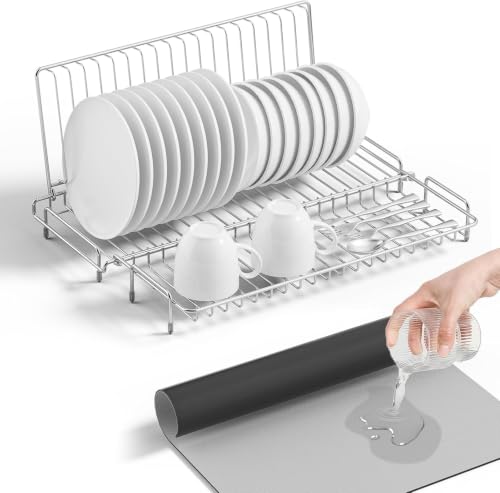 Small Dish Drying Rack Stainless Steel Collapsible - size: 11.6"Wx15.7"L