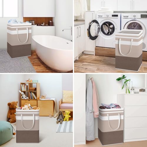 HomeHacks 2 Pack Large Laundry Baskets, Laundry Hampers Bags (Khaki 88Lx2) - color: Brown, size: 88L