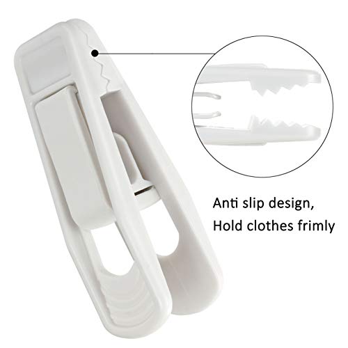 Tinfol 40pc Plastic Hanger Clips - Strong Pinch Grip Clips, White Pant Skirt Clip, Multi-Purpose Finger Clip for Slim-line Clothes Hangers - color: White, size: 40PCS