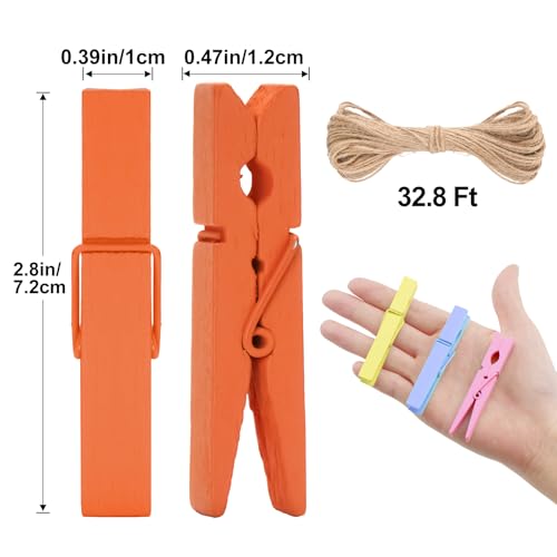 jijAcraft 2.9 Inch Large Clothes Pins - 50Pcs Wooden Clothespins - color: Colored Brown, size: 2.9 inch, 50 pcs