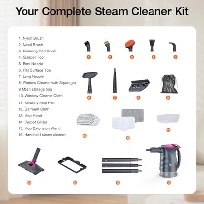 10-in-1 Steam Cleaner, Steam Mop with Detachable Handheld Steamer for Home - color: Mist Gray