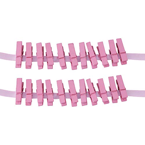 jijAcraft 1.4Inch Mini Clothes Pins - 100Pcs Wooden Clothespins with Ribbon - color: Pink, size: 1.4 inch, 100 pcs