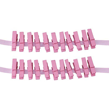 jijAcraft 1.4Inch Mini Clothes Pins - 100Pcs Wooden Clothespins with Ribbon - color: Pink, size: 1.4 inch, 100 pcs
