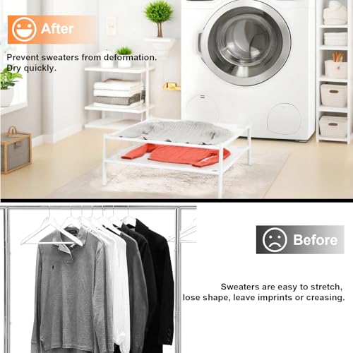 Sweater Drying Rack, 2-Layer Clothes Drying Rack Flat Mesh Stackable Laundry Drying Rack for Sweaters Socks Toys Indoor&Outdoor Use - size: 2-tier