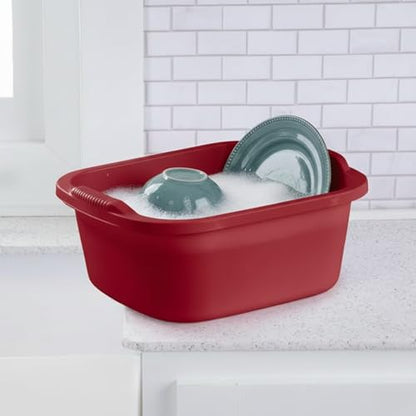 Plastic Wash Tub Dishpan Basin and Foot Bath for Soaking Feet - Red - color: Red