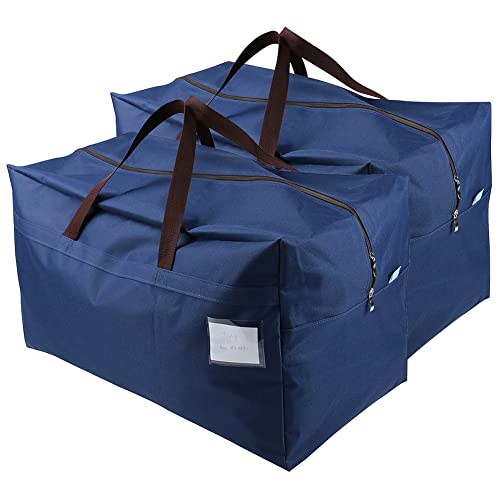 AMJ Heavy Duty Extra Large Moving Bags with Handles & Zippers, Storage Totes for Space Saving, Perfect Organization System (Blue - Set of 2) - color: Blue, 2pcs