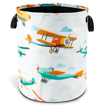 Airplane Cartoon Laundry Basket Foldable Waterproof Hamper 18.9 x 16.5 Inch - color: Funny Plane