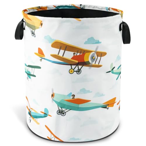 Airplane Cartoon Laundry Basket Foldable Waterproof Hamper 18.9 x 16.5 Inch - color: Funny Plane
