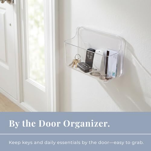 Adhesive Wall Organizer Bin, No-Drill, Clear, 7.1 x 3.15 x 4.75 in - size: Small