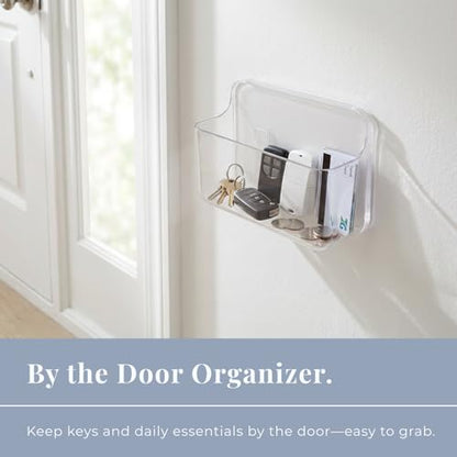 Adhesive Wall Organizer Bin, No-Drill, Clear, 7.1 x 3.15 x 4.75 in - size: Small