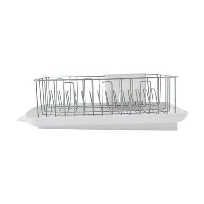 Farberware Classic Large Rust Resistant Full Dishrack with Removable 3 Compartment Flatware Caddy, Andlged Drain Board, 3-Piece, White - color: White