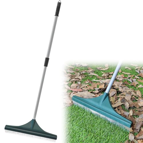SOYUS Artificial Turf Rake Carpet Rake for Garden Lawn Leaf Removal - color: Dark Green