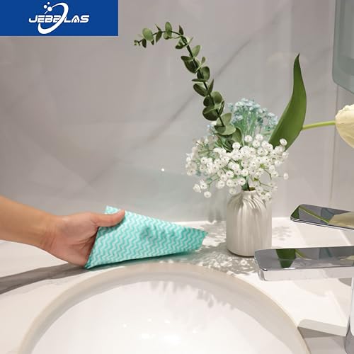JEBBLAS Handi Wipes Reusable Cloths Dry Cleaning Cloths Dish Towel Kitchen Towel Handy Cleaning Wipes,Pack of 50, Green - color: Green