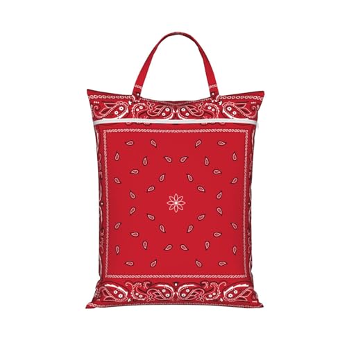 Black Border Red Colorful Paisley Travel Laundry Bag Washable Waterproof Wet Bag Dirty Clothes Bag For Travel, Gym, Swimming Pool - color: Black Border Red Colorful Paisley