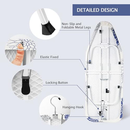 SheeChung Small Ironing Board 12"x32",Mini Tabletop Ironing Board,Foldable - style: Dahlia-32"x12"