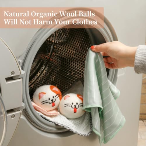 Dryer Balls Laundry Reusable - XL Wool Dryer Balls - Handmade Cute, Extra Large Dryer Balls, Shorten Drying Time, Organic Wool - Dry 1000+ Loads (3 Pack Cat Shape) - color: 3 Pack Cat Shape