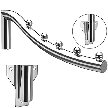 2 PCS Folding Wall Mounted Clothes Hanger, Clothes Hanger Rack Retractable, Collapsible Stainless Steel Closet Clothes Hangers Garment Racks Clothes Drying Racks Coat Hooks Clothing Hanging Holder - size: 5 HOOKS x 2
