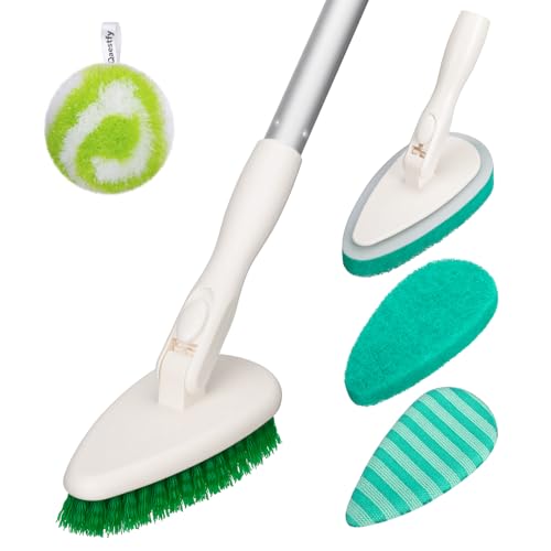 Qaestfy Non-Scratch Scrubber Pads Replacement for Tub and Tile Shower Scrubber - 4 Pack, Compatible with 4-in-1 Bathroom Cleaning Brush, Heavy Duty Scrubbing Pads for Bathtub, Tile, Glass, Shower