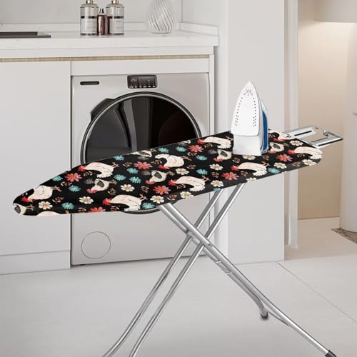 Chicken Floral Ironing Board Cover and Pad Full Size Ironing Mat with Elastic Edge and Hook and Loop Fasteners Scorch Stain Resistant Ironing Board Pad - color: Chicken Floral