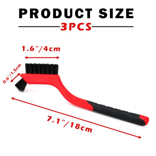 Nylon Brush for Cleaning,3 Pack Small Cleaning Brush Set,Stiff Nylon Brush for Tight Spaces,Car Detailing & Tire Scrub,Hard Bristle Scrub Brushes for Kitchen Grout,Bathroom & Garage