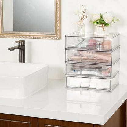 Vtopmart Clear Stackable Storage Drawers, 2 Pack Wide Plastic Organizers - style: 2pack Wide