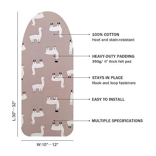 12" x 32" Small Tabletop Ironing Board Cover and Pad,3 Pairs of Hook and Loop Fastener Straps,Elastic Edges,Cotton Mini Iron Board Cover with Scorch Resistant Thick Padding - size: 12" x 32"