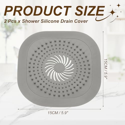 uxcell 2 Pcs Square Drain Cover, 5.9 Inch Shower Hair Catcher Drain Cover for Shower Room Bathtubs Kitchen Sink Laundry Room, Gray - color: Gray