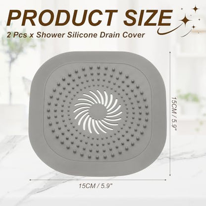 uxcell 2 Pcs Square Drain Cover, 5.9 Inch Shower Hair Catcher Drain Cover for Shower Room Bathtubs Kitchen Sink Laundry Room, Gray - color: Gray