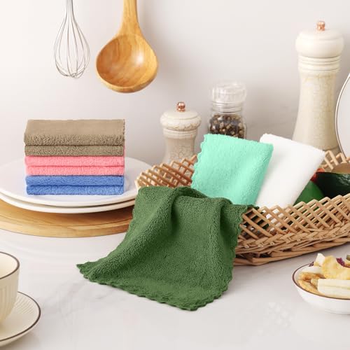 Kitinjoy 24 Pack Kitchen Cloths Dish Towels ，7" x 9" - color: Tan/Sky Blue/Pink/Grass Green/Green/White, size: 7 X 9 inch- 24 Pack