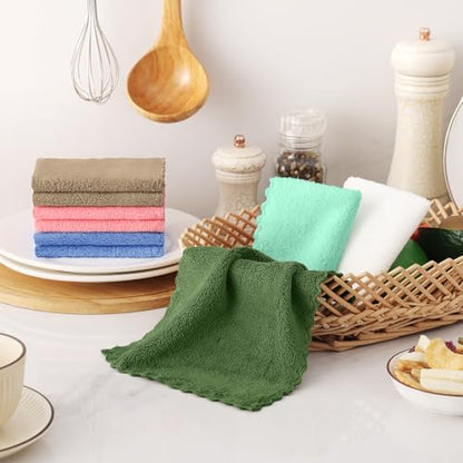 Kitinjoy 24 Pack Kitchen Cloths Dish Towels ，7" x 9" - color: Tan/Sky Blue/Pink/Grass Green/Green/White, size: 7 X 9 inch- 24 Pack