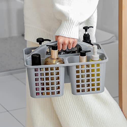 Portable Shower Caddy Basket Plastic Storage Basket with Compartments Grey - color: Grey