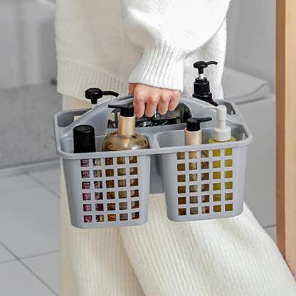 Portable Shower Caddy Basket Plastic Storage Basket with Compartments Grey - color: Grey