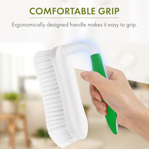 Amazer Scrub Brush for Cleaning Comfort Grip Shower Scrubber Stiff Bristles with Handle Heavy Duty Cleaner Brush for Tub Sink Carpet Floor - Pack of 2 (Green+Green) - color: Green+green, size: 2-Pack
