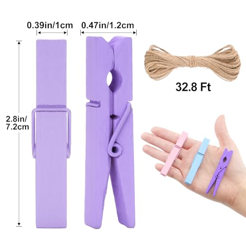 jijAcraft 2.9 Inch Large Clothes Pins - 50Pcs Wooden Clothespins - color: Multicolored, size: 2.9 inch, 50 pcs