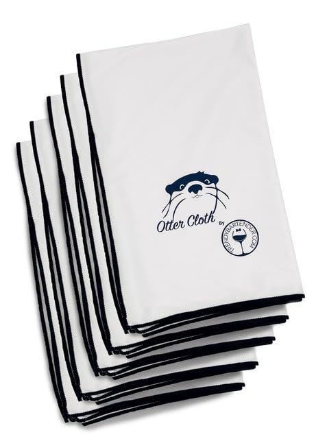 Trendy Bartender Toast to Perfection Microfiber Glass Polishing Lint-Free Cloth for Spotless Shine and a Residue-Free Finish - Pack of 5-25x20 inch - White - color: White, size: 25 x 20 Inch 5-Pack