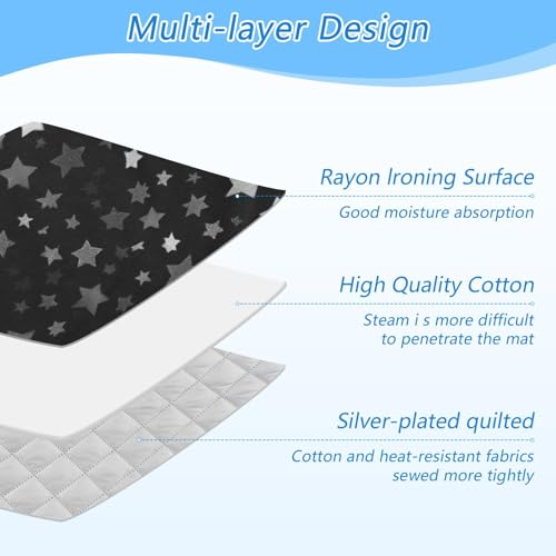 Ironing Mat Portable Ironing Pad Ironing Blanket for Table Top Heat Resistance Double-Side Using Travel Large 47.2 x 27.6 Inch Foldable Lightweight Cute Silver and Gray Stars - color: Cute Silver and Gray Stars
