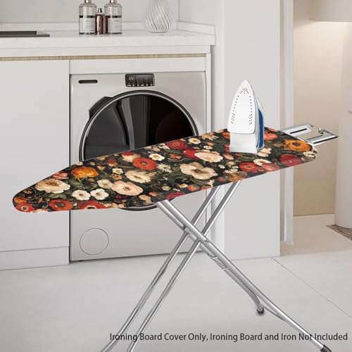 Flowers Ironing Board Cover and Pad Cover with Padding Standard Size Heat-Resistant Ironing Board with Elastic Edges Iron Boards Covers - color: Flowers2