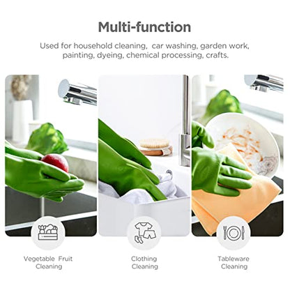 Dishwashing gloves 2 Pairs for kitchen,Rubber cleaning gloves,Long dish gloves reuseable. - color: Green, size: Medium (Pack of 2)