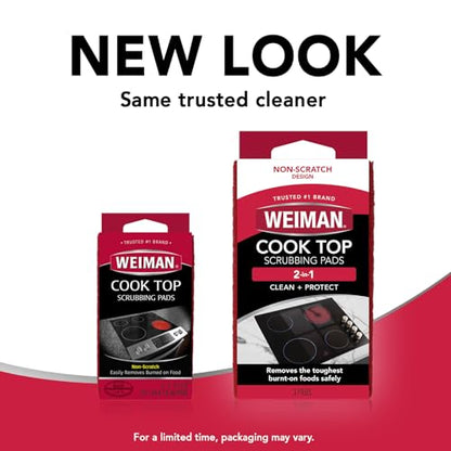 Weiman Cooktop Scrubbing Pads, Scratch-Free Cleaning Pads for Cermaic, Glass Cooktop Surfaces, Removes Tough Burned-On Food & Residue, 6 Pack - size: (Pack of 6)