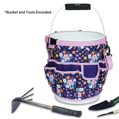 MELOTOUGH Bucket Caddy Organizer Bucket Tool Organizer for Garden Tools Fit 3.5 to 5 Gallon Bucket (Purple Flower) - color: Purple Flower