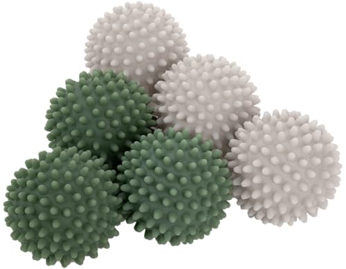 S&T INC. Reusable Plastic Dryer Balls, 6 Pack, 2.5" Diameter, Sage & Green - color: Sage and Grey