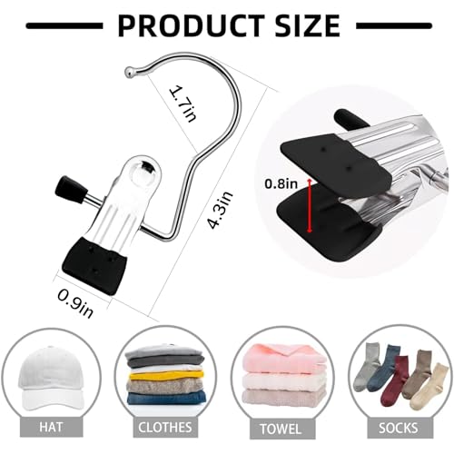 12PCS Clothes Pins, Hanging Clips, Hanger Clips, Hanger Hooks, Stainless Steel Portable Travel Hanging Hooks for Jeans, Hats, Boots, Towels (Beige) - color: Beige