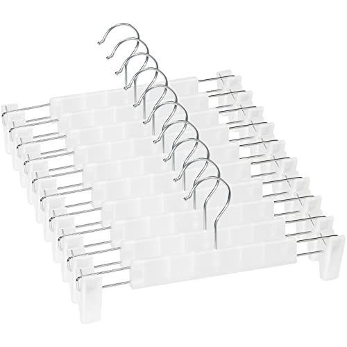 Pants Hangers with Clips, Skirt Hangers, 10 Pack, Translucent - color: Translucent, size: 10Pack