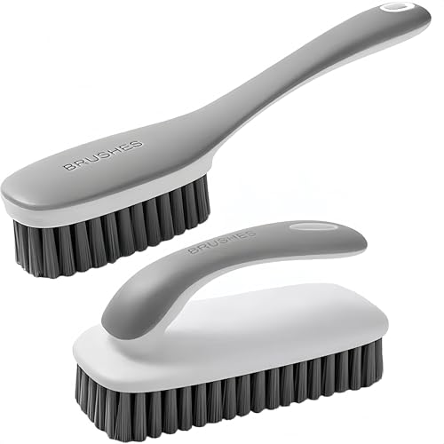 Scrub Brush for Stains-2 Pack Fabric Cleaning Brush,Laundry Stain Remover Brush,Clothes Scrub Brushes Cleaner Soft Bristle Scrubbing Brushes Household Cleaning for Carpet Clothes Bags & More (Gray) - color: Gray