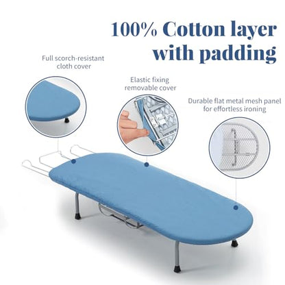 Metal Foldable Iron Board with Iron Holder, RAINHOL Blue 31x12 - color: Blue, size: Steel Mesh with Iron Holder